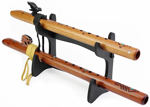 St�nder f�r zwei Indianerfl�ten - schwarz - Copyright STEINKLANG